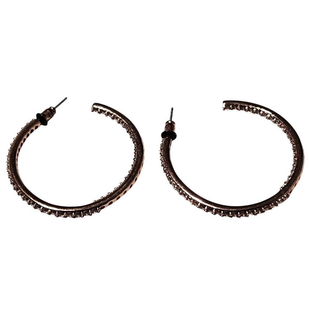 Elegant Rhinestone Rose Gold Tone Hoop Earrings Classic Fashion Jewelry Women